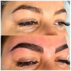 eyebrow brow lamination before and after picture at Nataya Beauty Manchester city centre